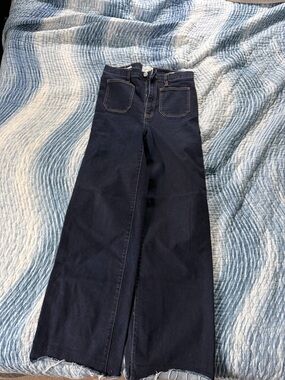High-Waist Wide-Leg Jeans in Dark Navy